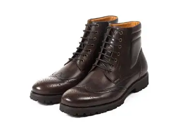 

Autumn winter men's retro ankle boots Genuine Leather lace-up Bullock carved boots fashion high-top Martin boots wholesale
