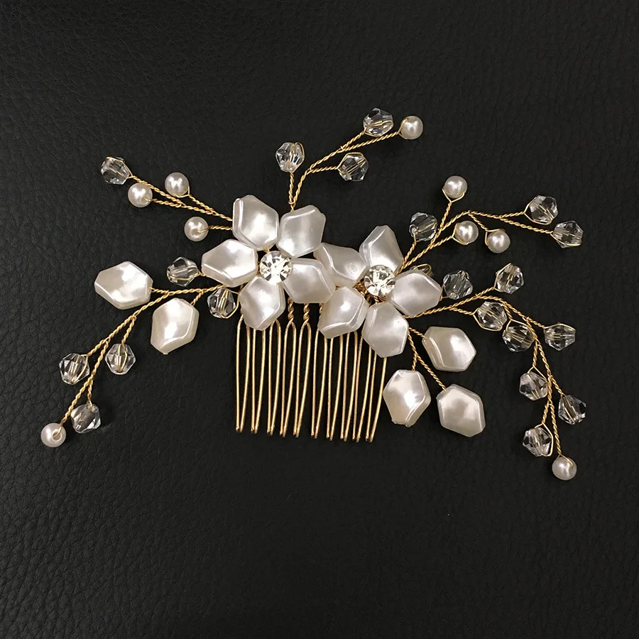 

1PC Luxury gold Flower Hair Combs Headdress Prom Bridal Wedding Hair Accessories Gold Leaves Hair Jewelry Hair Pins