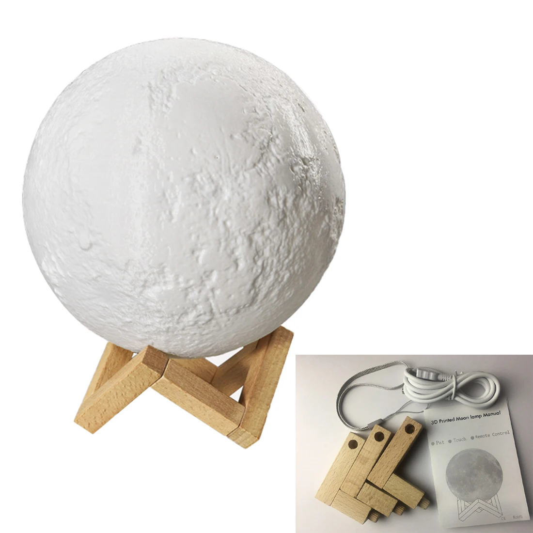  3D Printing Moon Light Customized Personality Lunar USB Charging Night Lamp Touch Control Dim Brigh - 32964775855