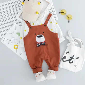 

Autumn Baby Boys Girls Clothes Toddler Cotton Clothing Sets Infant T-Shirt Cartoon Overalls 2Pcs/sets Children Casual Tracksuits