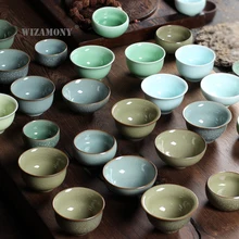 1 шт Случайная! Китайский Longquan Celadon фарфоровые Gaiwan китайские чайные чашки фарфоровая чаша китайский заварочный чайник Celadon Crackle чайная чашка