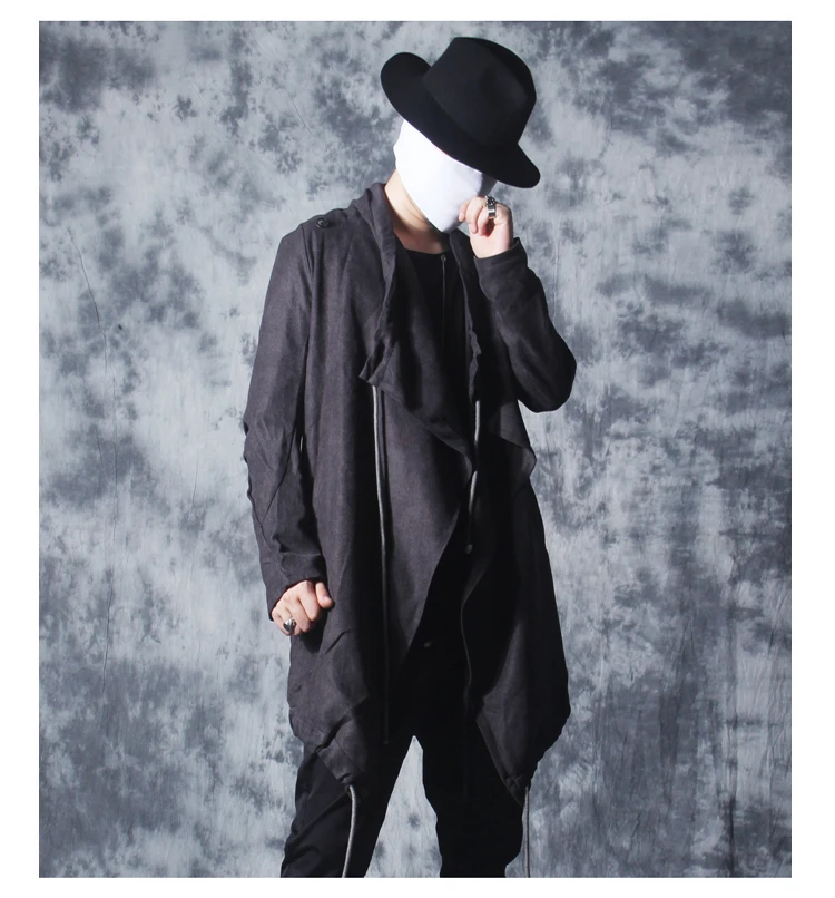 New Windbreaker Men's Long Dark Black Wizard Cloak Coat Robes Trench Coat Men Mens Gothic Fashion Rompeviento Larga Hombre