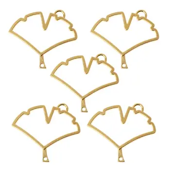 

5Pcs Ginkgo Leaf Blank Frames Pendants Open Bezels Setting Resin Jewelry Making