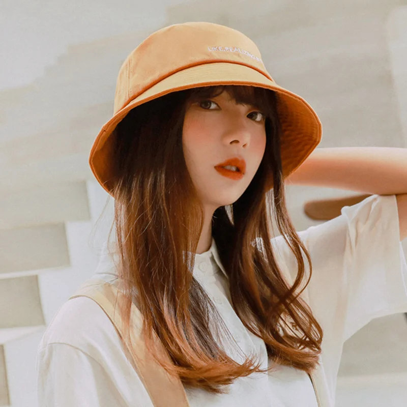 

Fisherman hat female summer Korean version of the wild cute student travel sunscreen casual trend hat female letter basin cap