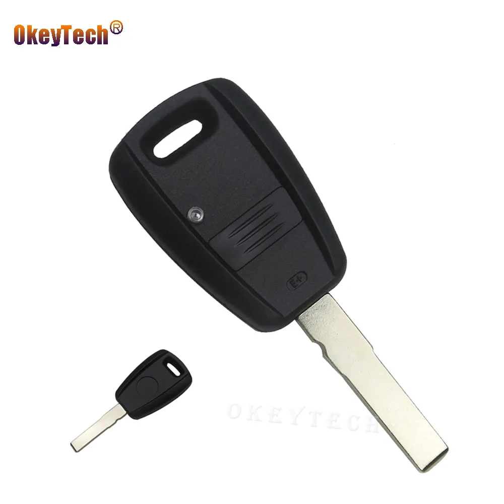 

OkeyTech for Fiat 500 Punto Stilo Bravo Ducato Remote Car Key Shell 1 Button Black Uncut SIP22 Blade Replacement Fob Cover Case