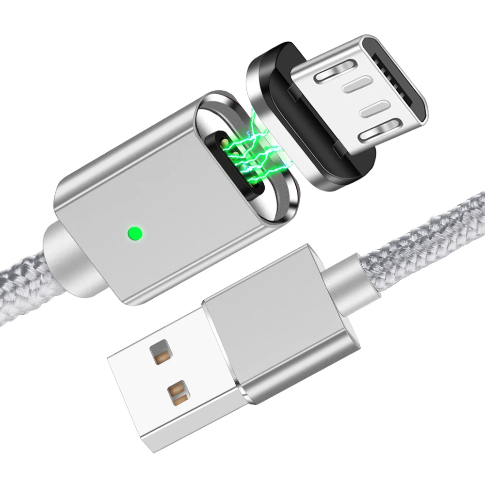 Олаф микро USB кабель Магнитный 3A кабель передачи данных для быстрой зарядки для Xiaomi Redmi Note для huawei мобильный телефон Android планшет зарядное устройство - Цвет: Sliver