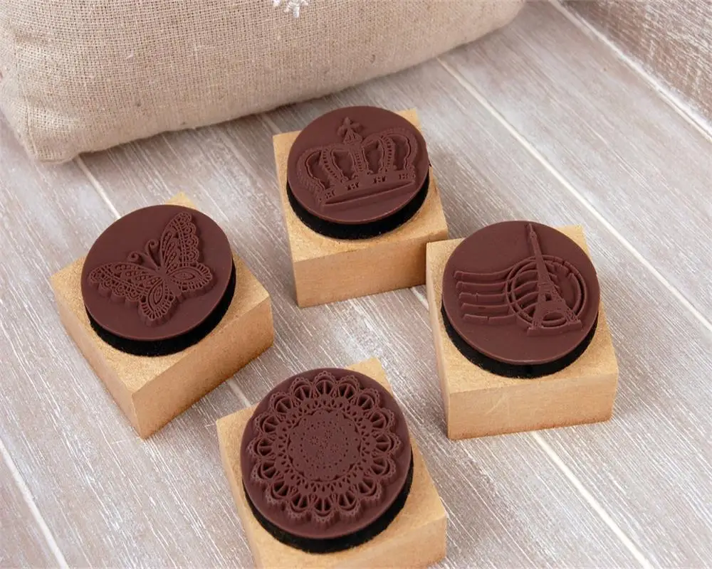 

2018 Vintage Series Stamp wooden rubber stamp for Scrapbooking Stationery DIY Craft Standard Stamp Butterfly Lace Crown Tower