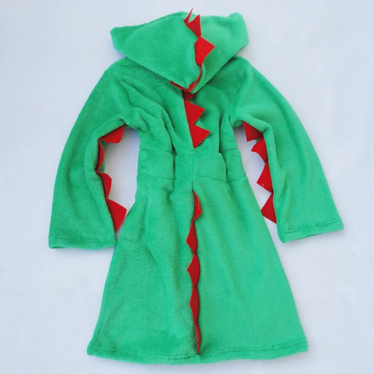 Фланелевые детские купальные халаты с капюшоном зеленого динозавра и Минни, осенне-зимняя ночная рубашка с мультяшным принтом, пижамы для мальчиков и девочек в возрасте От 4 до 16 лет