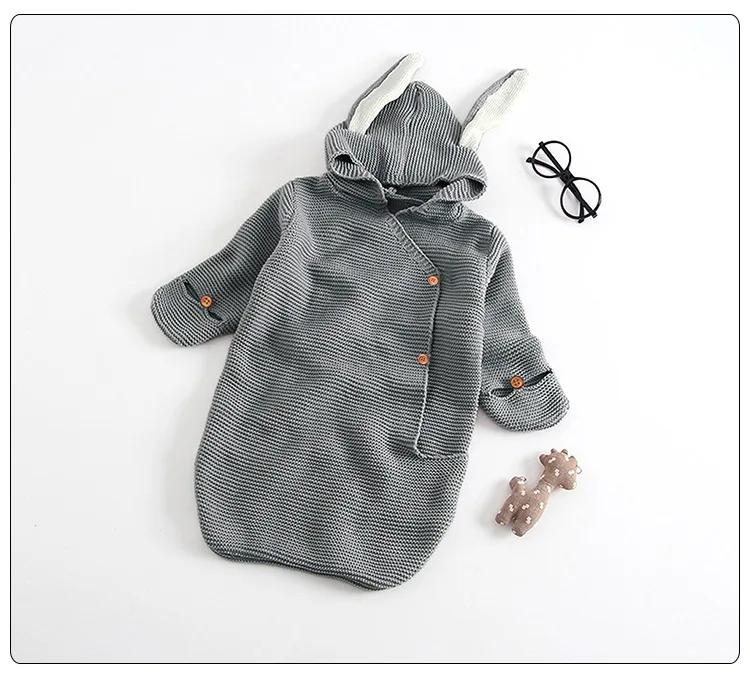 2019 одеяльца для новорожденных вязаные детские чехлы с заячьими ушками детский Пеленальный обертывание фотография Кролик Стиль пеленать