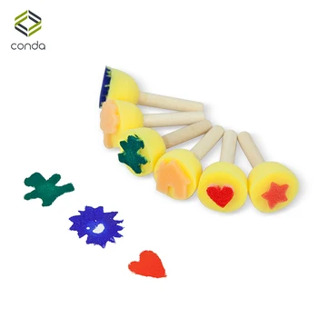 

CONDA 6Pcs Foam Brush Set DIY Graffiti Sponge Brushes Seal Painting Tools Funny Creative Toy Funny Drawing Art School Supplies
