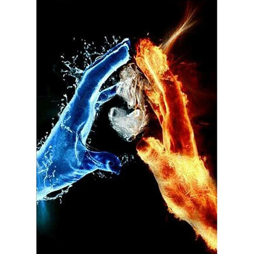 

100% New DIY 5D Diamond Painting Full Drill Ice Fire Hand Cross Stitch Diamond Embroidery Patterns Home Decoration Paintings