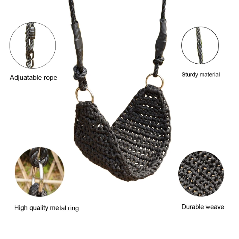 Child Outdoor/indoor Garden Swings For Kids Hand-kitting Swings Seat With Adjustable Ropes Toys Hammock Chair Baby Gifts 6