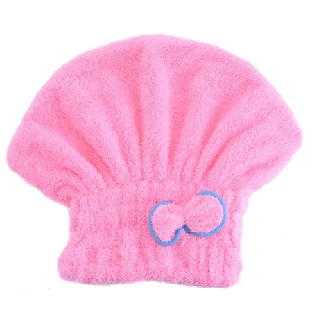 Микрофибра Твердые волосы шляпа обертывание ped полотенце быстро сухие волосы шляпа для женщин девушек Дамская шапка купальный инструмент сушильное полотенце головной убор-чалма - Цвет: Pink
