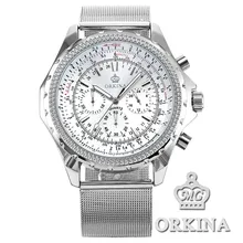 Мужские Часы МГ. ORKINA Марка Белый Циферблат Светящиеся Стрелки JS20 Движение MIYOTA Кварцевые часы Uhren Хронограф Секундомер Мужчины