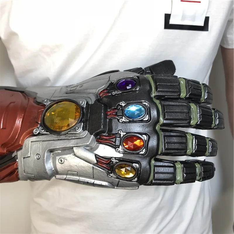 1:1 Железный человек вер. Светодиодный светильник Gauntlet Tony Stark Thanos Stone латексные перчатки для косплея