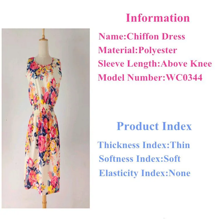 Fashion Chiffon Dress Sleeveless Floral Dress 1