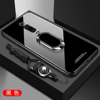 

For Xiaomi Redmi K20 Pro Case Luxury Hard Tempered Glass With Stand Ring Magnet Protective Back Cover Case for xiaomi MI 9T Pro