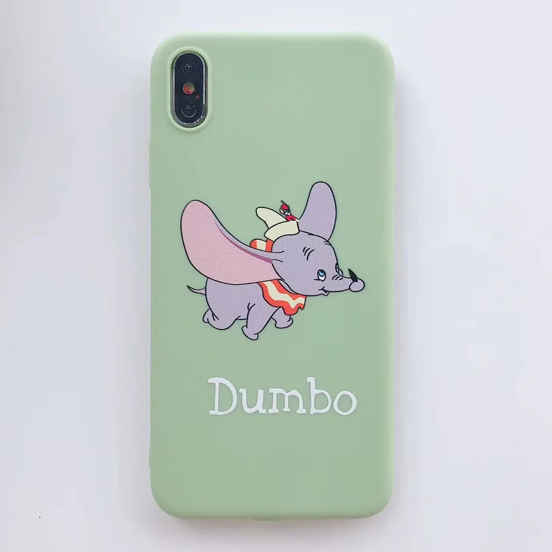 Чехол для телефона с парой мультиков Dumbo для iphone X XS MAX XR 7 8 6 S Plus Милая забавная мягкая задняя крышка из ТПУ с изображением слона конфет