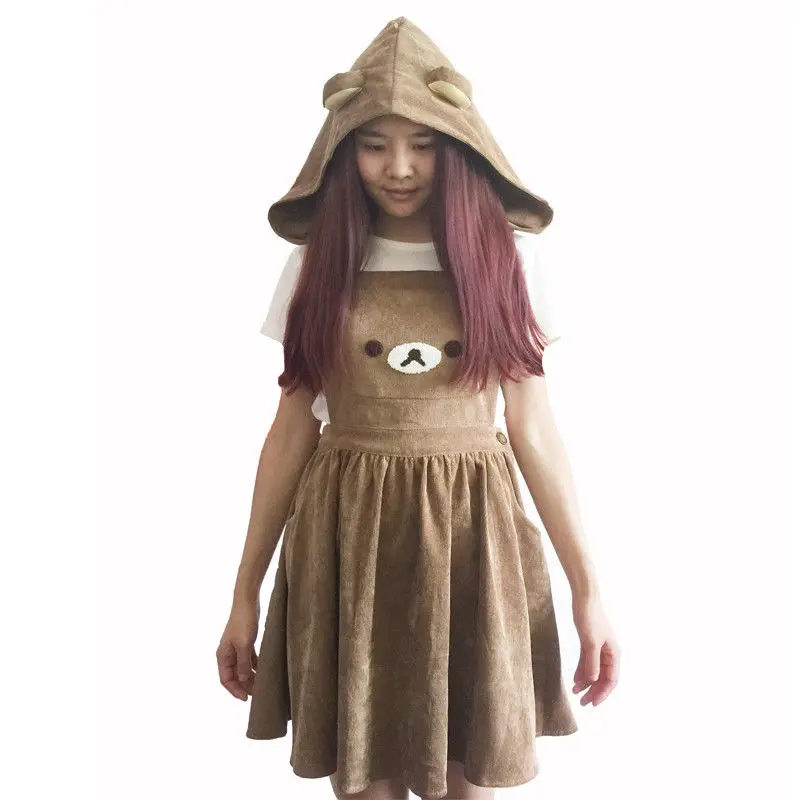 Милые женские костюмы для косплея девочек Rilakkuma Комбинезоны на подтяжках с
