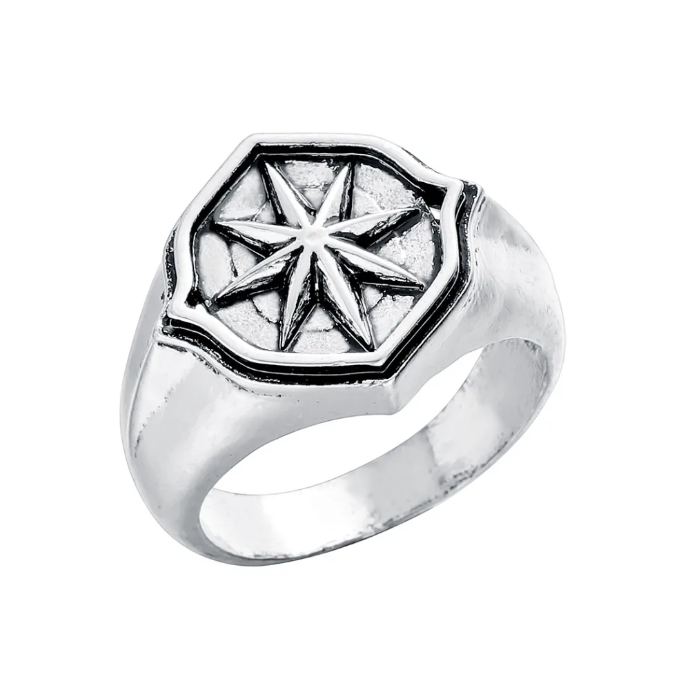 CHENGXUN Роза ветра перстень для мужчин серебро Уникальный античный природа широкий мужской кольцо Свадебная вечеринка подарок бойфренда