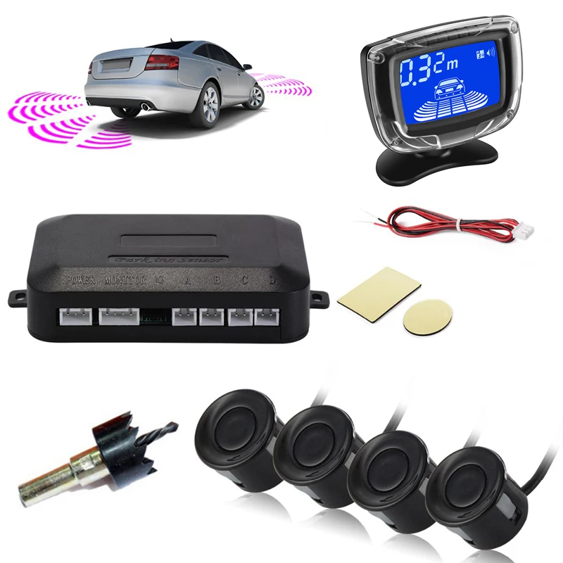 LCD, 12V, Backup Reverso Automático, Radar Monitor Detector System