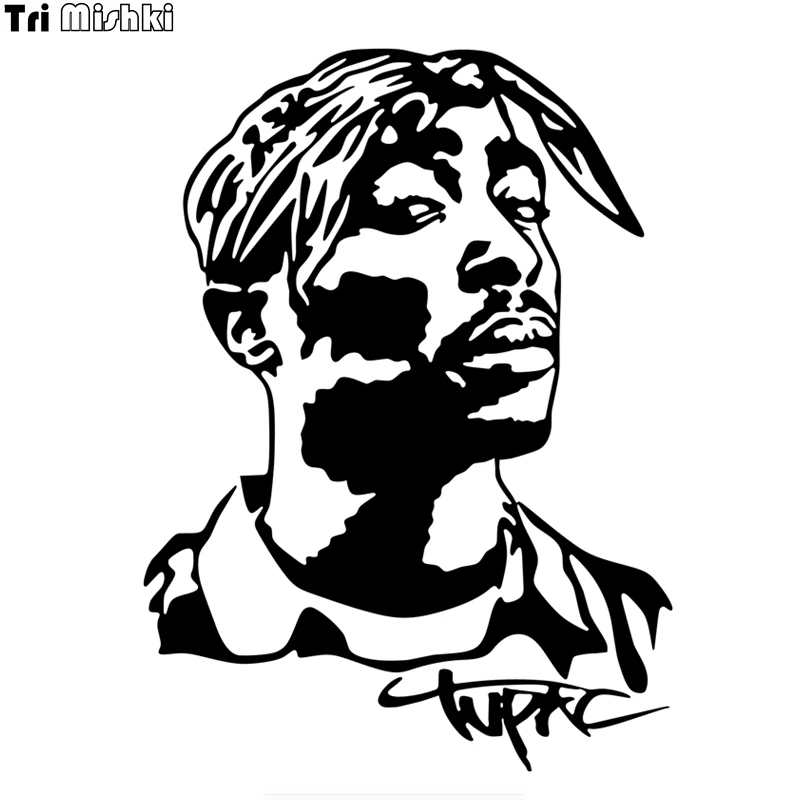 

Tri Mishki HZX635 14.5*20cm Rapper Tupac character car sticker Vinyl Decals Motorcycle Accessories sticker reflective