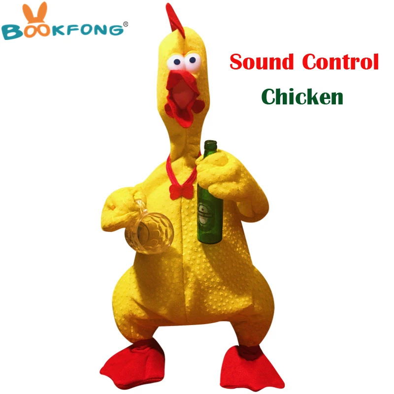 

Crazy Electric Chicken Plush Toys Sound Control Chicken Doll Can Move Singing Cock Funny Children Gift 30cm