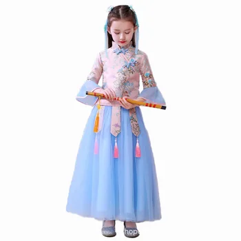 

Caustom made Chinese style flower ball gown dress children girls party dress
