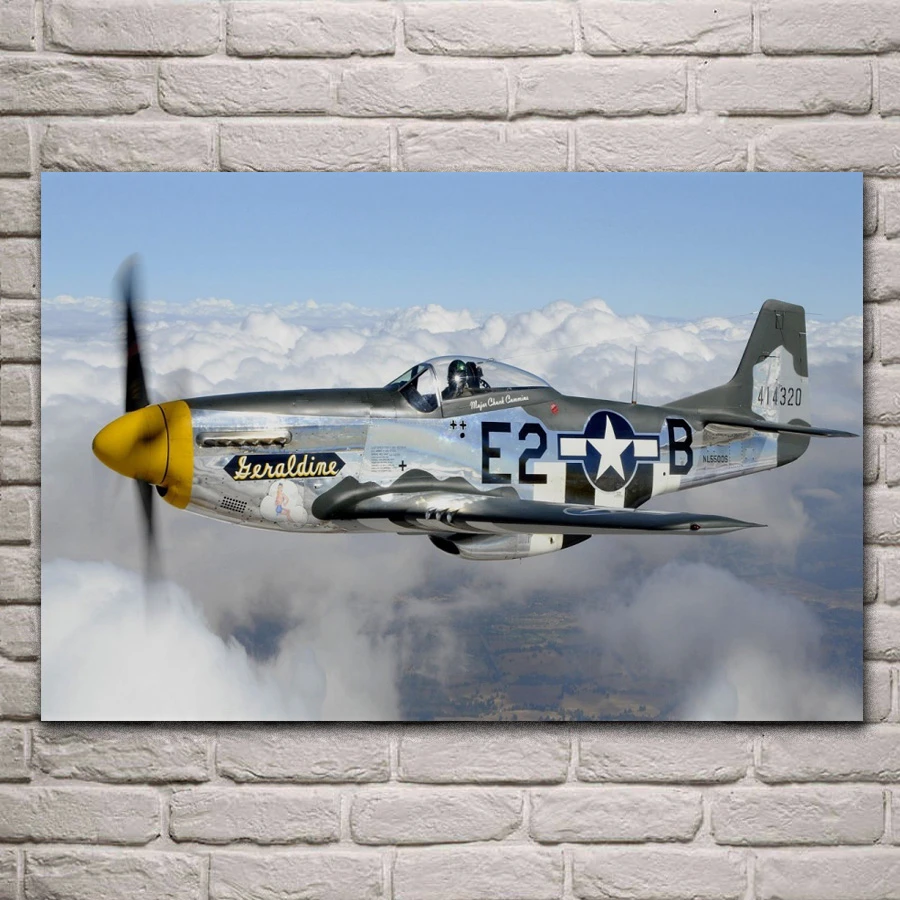 Classic P 51 Mustang Propeller Airplane Living Room Home Wall Modern Art Decor Wood Frame Fabric Posters Ka003 Painting Calligraphy Aliexpress