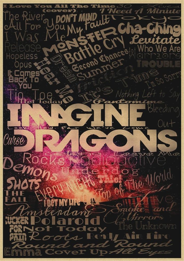 Imagine Dragon Рок-Группа Музыка крафт бумажный плакат с рисунком рисунок ядро декоративная живопись