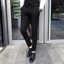 Однотонные мужские строгие брюки облегающие дизайнерские брюки мужские Размеры для Азии 28-36 мужские брюки черный, хаки, красный