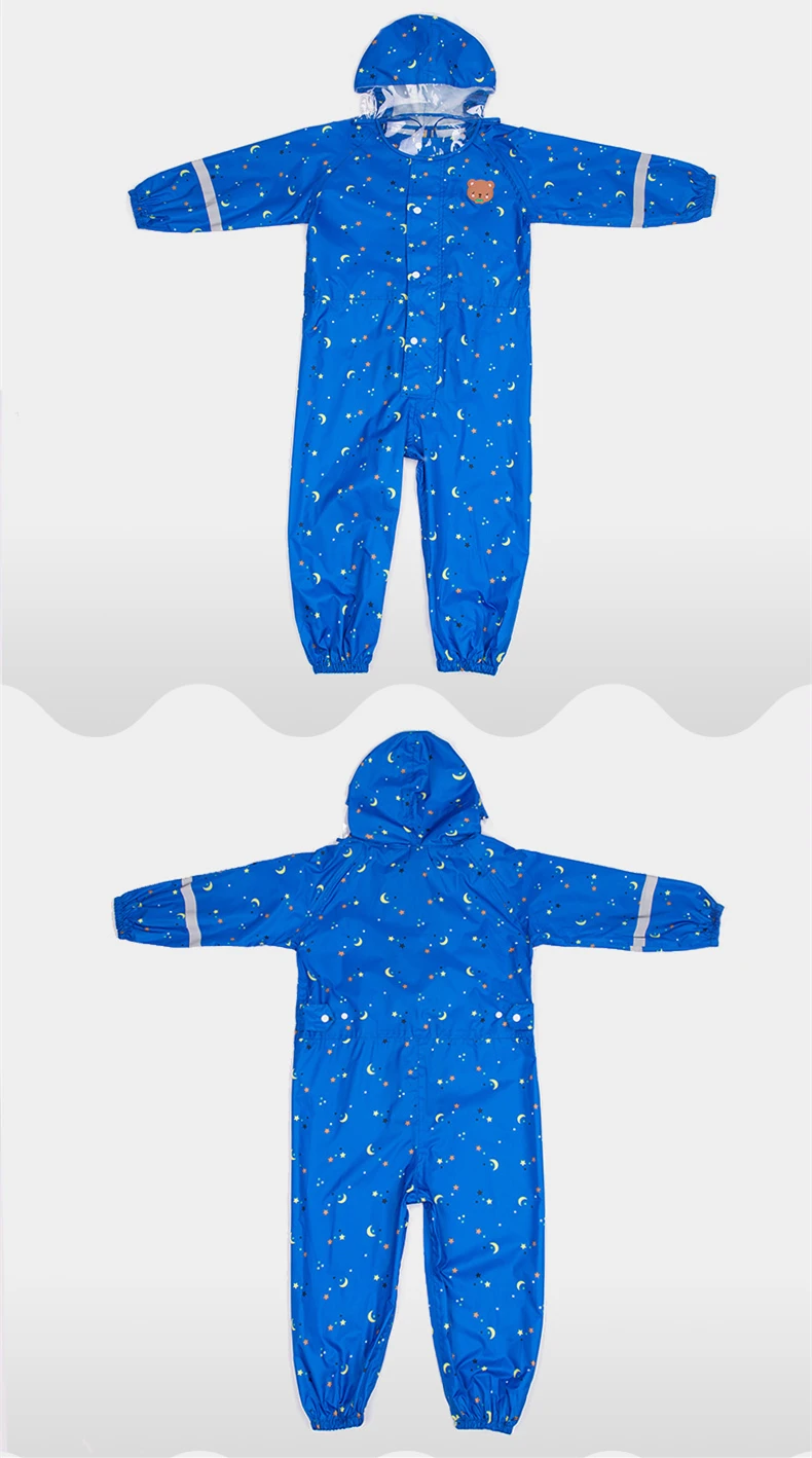 Модный водонепроницаемый детский спортивный костюм унисекс для мальчиков и девочек возрастом от 1 года до 6 лет, плащ-дождевик с капюшоном, Цельный Детский плащ с капюшоном и рисунком