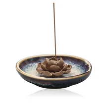 Ладан горелка чаша, керамическое ремесло ладан держатель для палочек, катушка лотоса золоуловитель лоток 4,62 дюймов серый