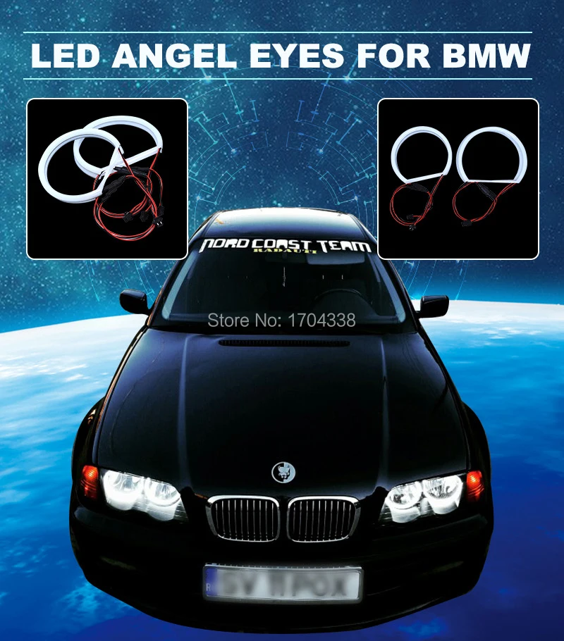 Hopstyling SMD СВЕТОДИОДНЫЙ ангельские глазки 4x131 мм светодиодный для BMW angel Eye Halo хлопковый светильник светодиодный SMD E36 E38 E39 E46 Проектор автомобильный-Стайлинг