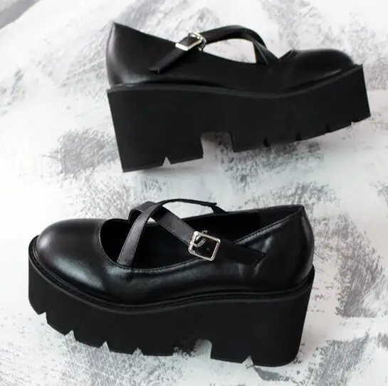 Rond Creepers Bout Lolita Chaussures Vente Compensé forme Femmes Rétro Plate B2 Chaude Talon Boucle 0EwBpq