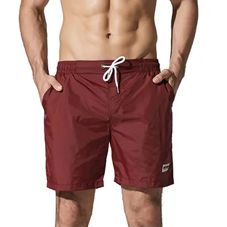 Купальники DESMIIT, мужские шорты для плавания, шорты для мужчин, боксеры для плавания, нейлоновые плавки, эластичная талия, пляжная одежда, купальный костюм, плавки для мужчин - Цвет: Wine Red