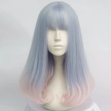Синтетический 40 см Angelic довольно Омбре волнистый светильник синий смешанный розовый Лолита косплей парик+ парик колпачок