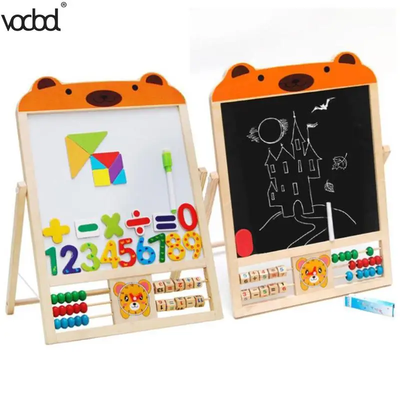 

Kids Wooden Blackboard Wood Easel Chalkboard Easel Stand Learning Board Wood Writing Drawing Mat For Office School Student