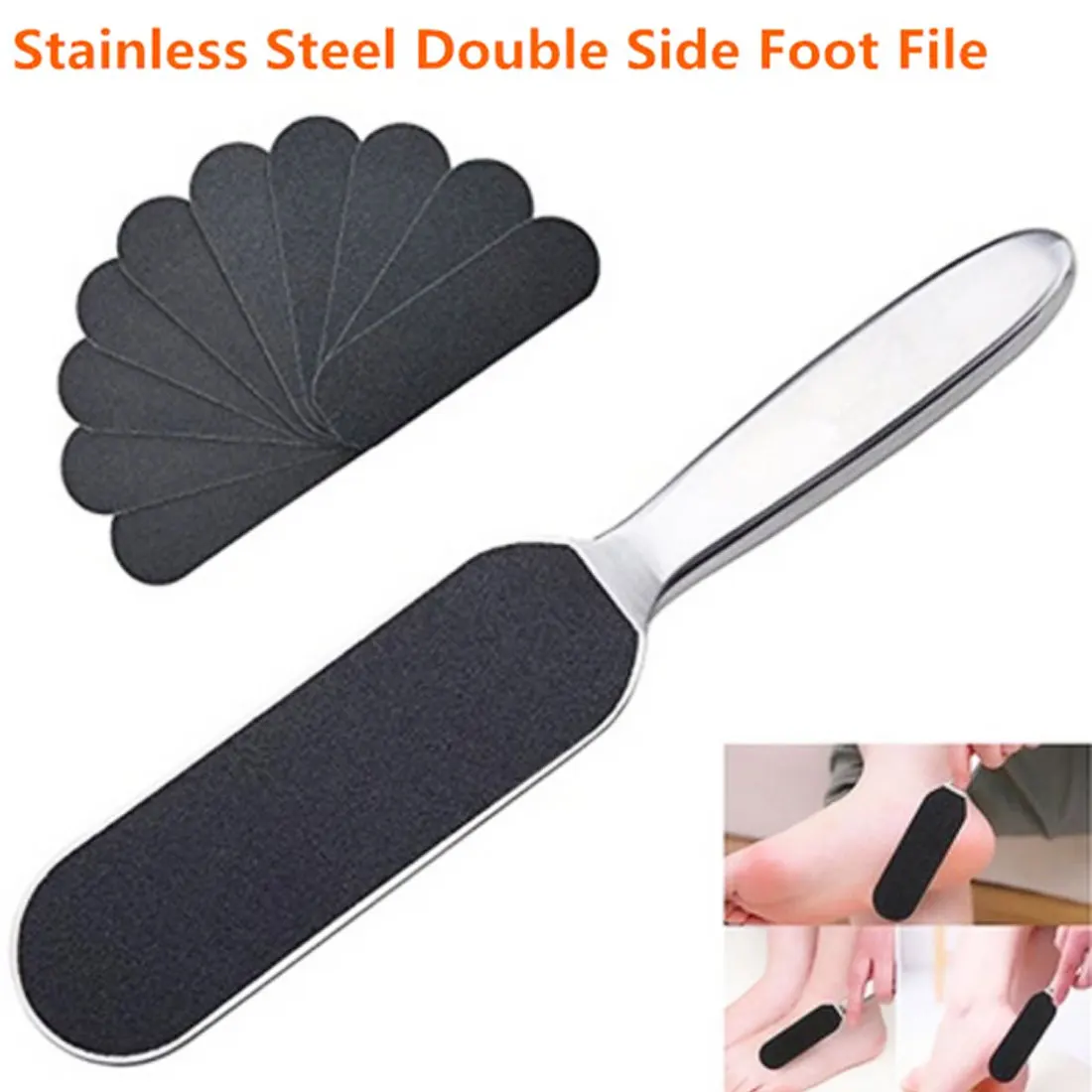 

10 pcs Sandpaper Replacement For Stainless Steel Two-Sided Foot Rasp File Corns Remover Pedicure Foot Care Remover Pedicure Tool