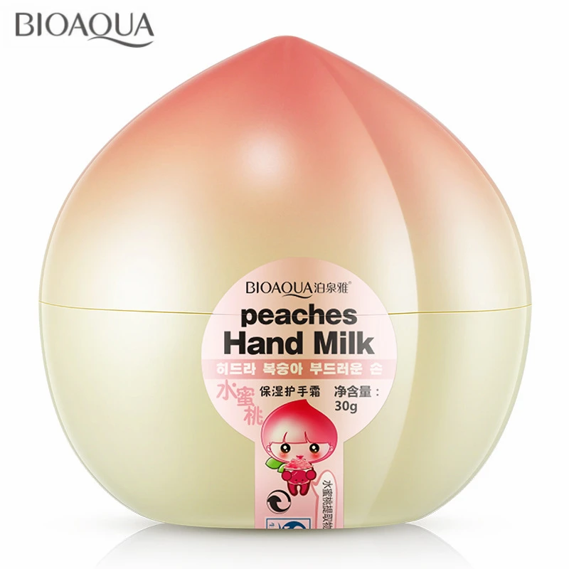 

BIOAQUA Fruit Peach Moisturizing Hand Cream Care Nourishing Anti Aging Exfoliating for Dry Skin Korean Mini Cute Hand Lotion 30g