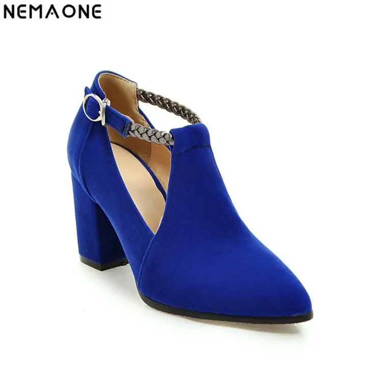 

NEMAONE Women Pumps Sexy High Heels Shoes ladies ankle strap Point Toe Party Wedding Pump Black red blue Woman shoes