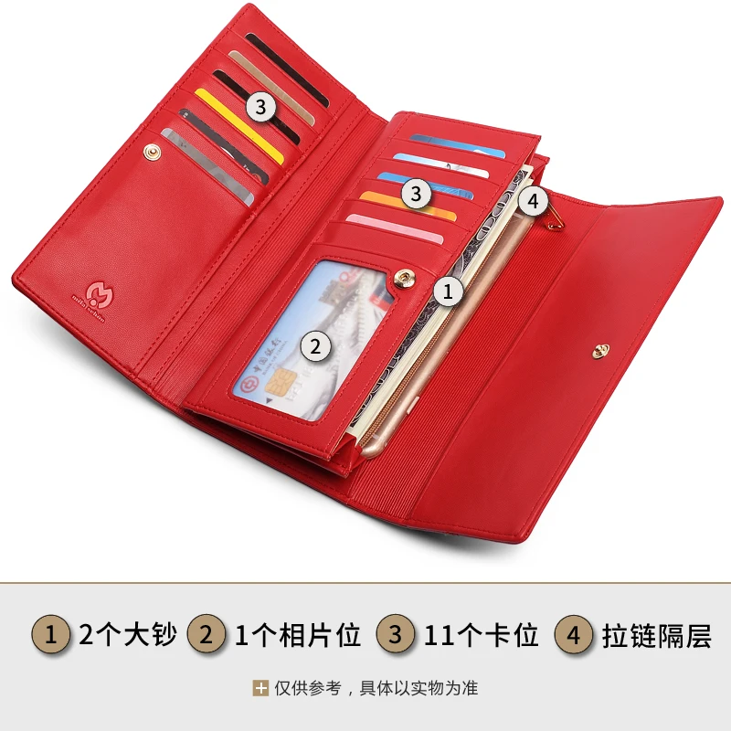 

2018 NEW genuine Leather wallets woman purse Skin Long genuine Leather clutch Fashion carteira feminina#DB103