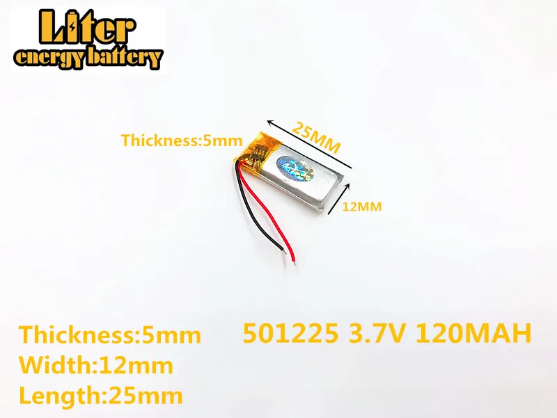 

3.7V 120mAh 501225 Lithium Polymer LiPo Rechargeable Battery For Mp3 Mp4 PAD DVD headphone bluetooth speaker 051225 PLUG