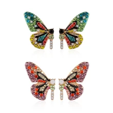 Полное стекло бабочка крыло уха гвоздь с темпераментом серьги уникальная Мода ретро серьги или Женские ювелирные аксессуары
