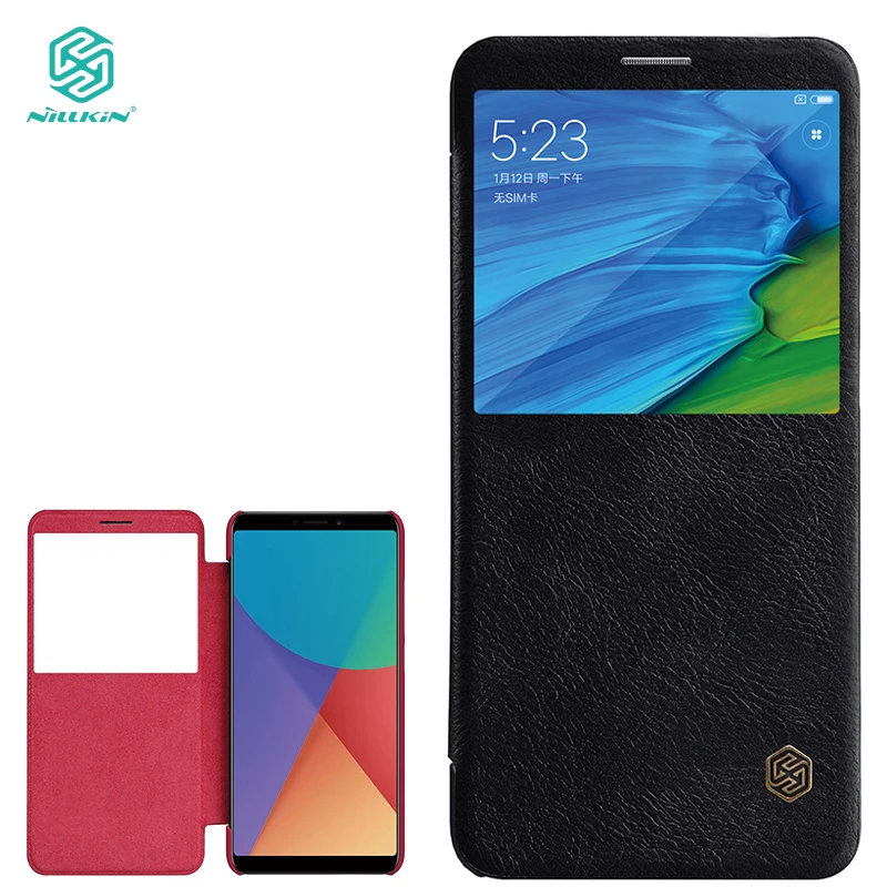 

Nillkin Leather Case for Xiaomi Redmi Note 5 Phone Bags Qin Series Genuine Luxury Cover for Xiaomi Redmi Note 5 Pro