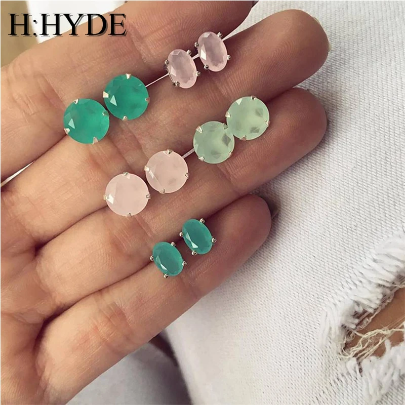 

H:HYDE 5 Pairs/Set Bijoux Colorful Crystal Stud Earrings Set for Woman Boucle D'oreille Jewelry Wedding Dazzling Earring Brincos