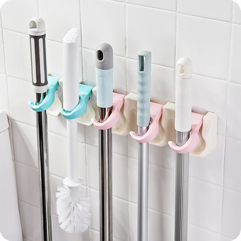 متعددة الوظائف ممسحة شماعات المضادة للانزلاق ABS لوازم الحمام ممسحة مظلة التخزين 2/3 السنانير متعددة الصفوف تخزين أدوات تنظيف- 66778