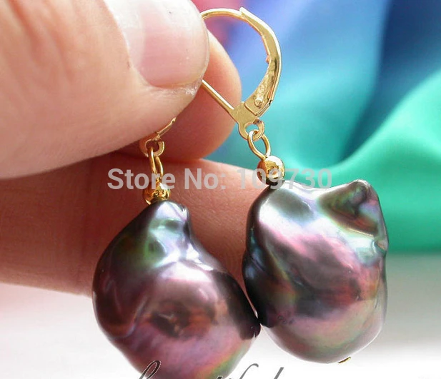 

ry00288 baroque peacock black KESHI REBORN PEARL dangle earring