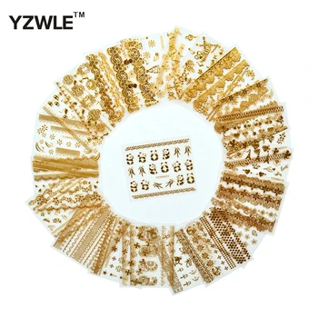 

WUF 21 Sheets 3D Hot Gold DIY Decals 21 Different Styles Nails Art Stickers Accessories For Nails DIY