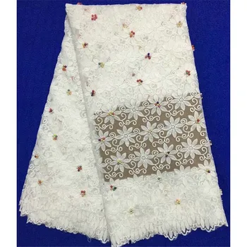 

New arrival pure white embroidered pattern beads French Net lace PW133,Free Shipping good quality African guipure lace fabric
